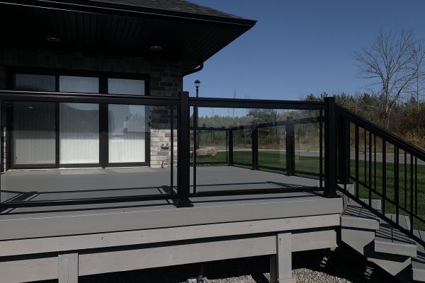 New glass railings on a deck