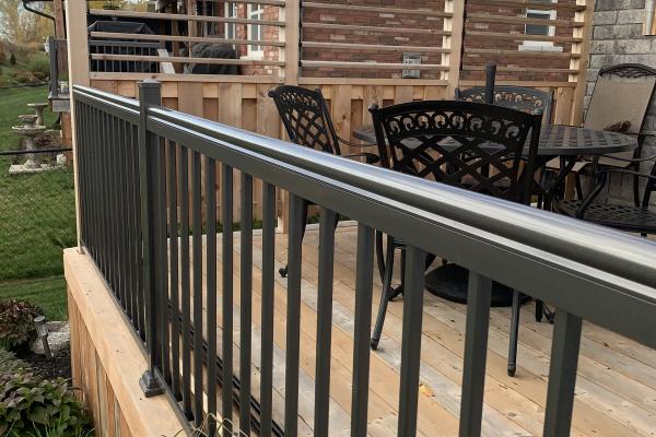 New railings on a wooden deck
